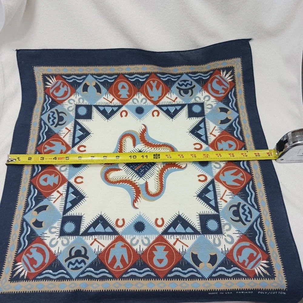 Vntg USA MADE Aztec Bandana COTTON Southwestern West Handkerchief Arizona Native